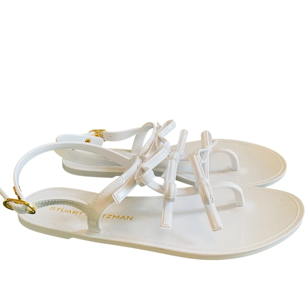 Women’s Size 8 (Euro Sz 39) Staurt Weitzman Felicity Bow Jelly Sandals In White - Picture 7 of 14